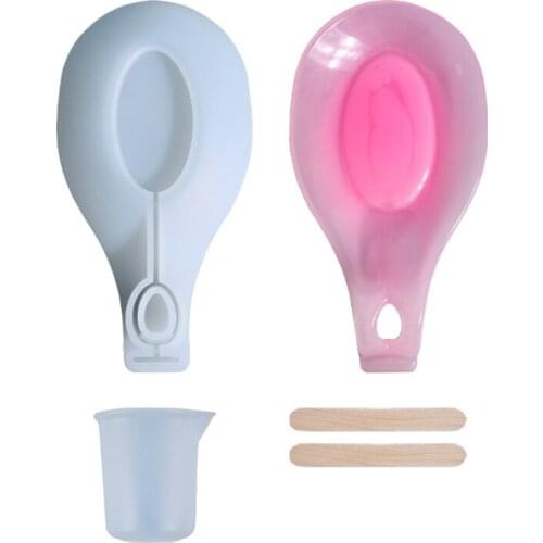 Diy Spoon Tray Silicone Mold Epoxy Resin Coaster Molds With Measuring Cup