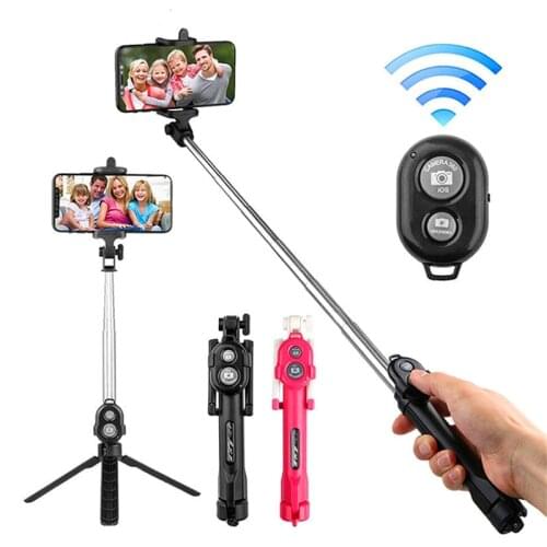LS 3 in 1Wireless Bluetooth Selfie Stick Foldable Mini Tripod Expandable Monopod with Remote Control for iPhone IOS Android