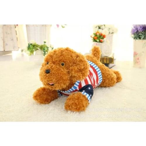 Cute prone teddy dog plush toy flag dress boy dog,birthday gift w5434