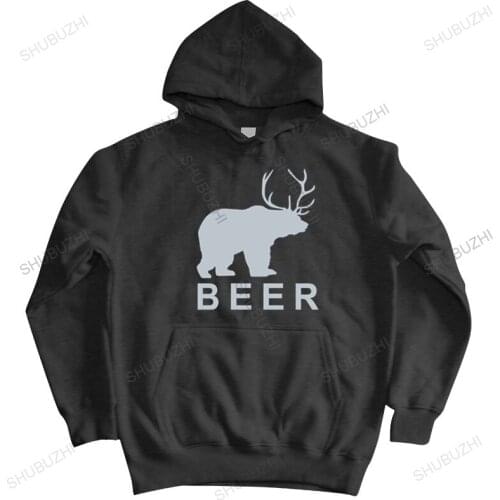 Men autumn sweatshirt black hoody Beer Bear Deer hoody Drinking Stag Alcohol Slogan casual men brand hoodies cotton hoodies
