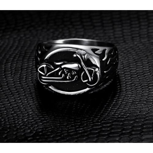 Megin D Hot Sale Vintage Personality Motorcycle Fire Titanium Steel Rings Men Women Couple Family Friend Fashion Gift Jewelry