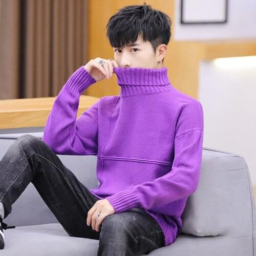 Mens Sweaters Winter Casual Long Sleeve Blue Black Turtleneck Pullovers Thick Smart Casual Vest Warm Sweater White Men Sweater