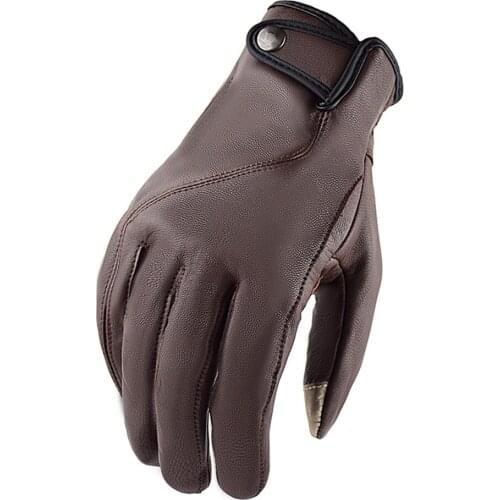 VEMAR Classic Goat Leather Gloves Motorcycle Men Mountain Bike Retro Pad Touch Screen Motor Vintage Motocross Gloves