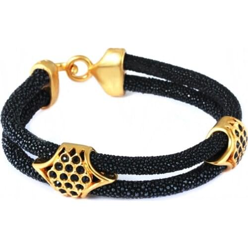 Classical design 2 layers buckle stingray bracelets,mens stingray skin bracelets BC Free Shipping