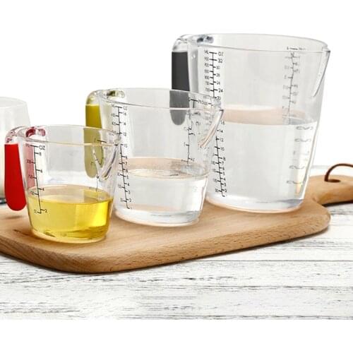 3 Piece Set Measuring Cup BPA Free Liquid Nesting Stackable Measuring Cups with Ml and Oz Measurement Tool