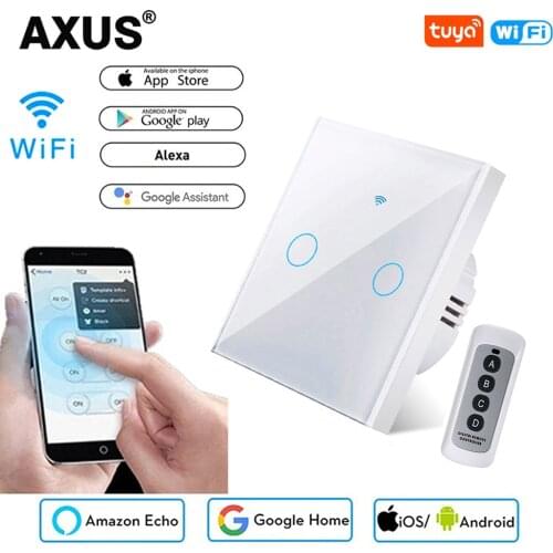 AXUS EU WiFi Wall Light Touch Switch 1Gang 1Way Tuya Smart Life for Google Home Alexa Voice Control With or Without Neutral Wire