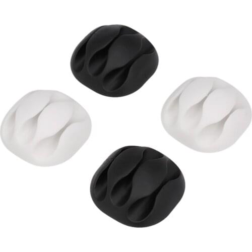 4pcs Desktop Cable Holder Phone Cable Winder Earphone Clip Charger Organizer Management Wire Fixer Silicone Holder 3 Slot Strip