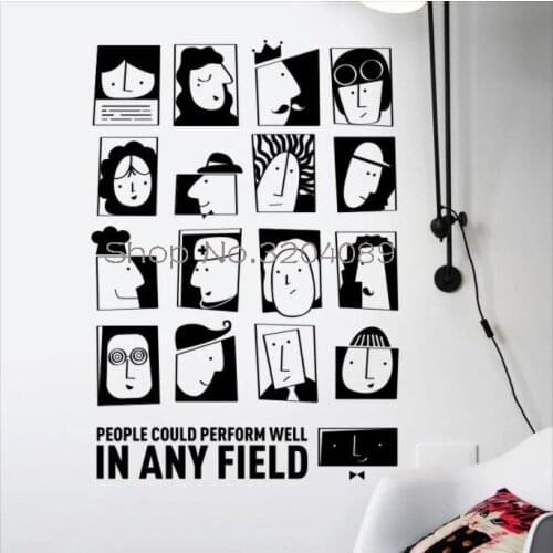 New Design "People Could Perform Well In any Field" Wall Stickers Home Decor Living Room Self-adhesive Many Avatar Decals YY525