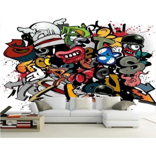 Custom Wall Paper Living Room Background Graffiti Hip Hop Style Color Art Wall Covering Home Decor Mural Wallpaper