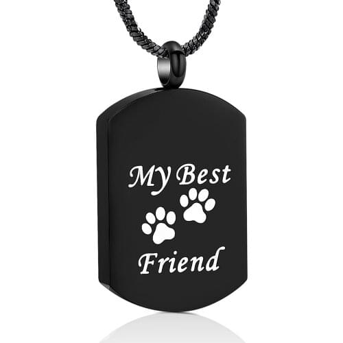 Cremation Necklace Pet Paw Print Dog Tag Memorial Ash Keepsake Memorial Jewelry for Pet Ashes Human Ashes