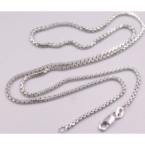 Pure 18K White Gold Necklace 1.8mm Square Rolo Box Link Chain Necklace Stamped Au750 For Men Women Gift 40-65cm