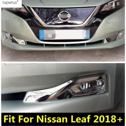 Lapetus Exterior Refit Kit Fit For Nissan Leaf 2018 - 2020 ABS Chrome Front Bumper Fog Lights Lamps Frame Cover Trim Accessories