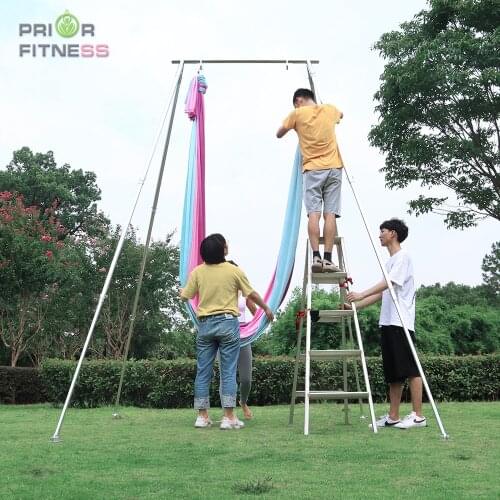 Silver Acrobatics Aerial Rig Height Adjustable Yoga Silk Frame Portable Hammock Stand with Bags