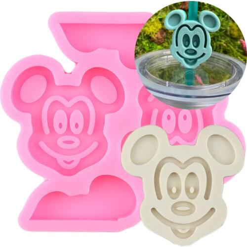 Disney Mickey Straw Topper Silicone Mold Mouse Candy Chocolate Fondant Cake Decorating Tools Keychain Epoxy Resin Moulds