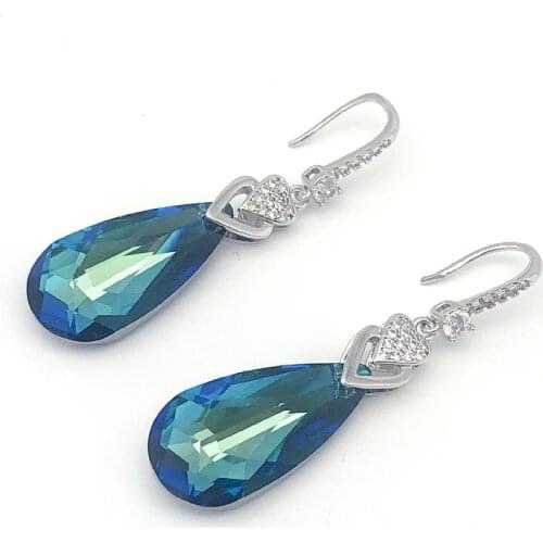 Trending Teardrop Earrings for Women Party Jewelery made with Austrian Crystal New Water Drop Design Dangle Earings Girls Gift