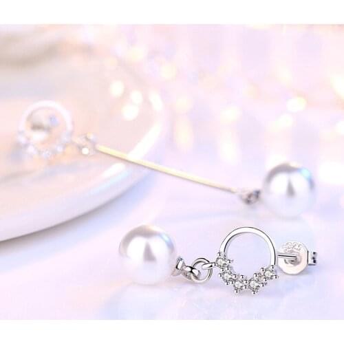 KOFSAC 2021 Luxury Earrings For Women 925 Sterling Silver Jewelry Elegant Asymmetry Pearl Earring Lady Anniversary Accessories