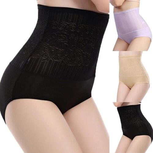 Women Panties Sexy Lace Hollow High Waist Tummy Control Panties Slimming Underwear Waist Trainer Body Shaper Butt Lifter Briefs