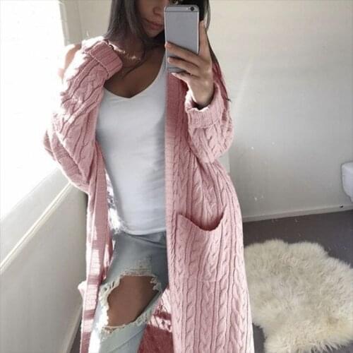 Women Long Cardigan Solid Long Sleeve Jumper Sweater 2020 Autumn Winter Warm Female Knitted Korean Sweater Cute Clothes