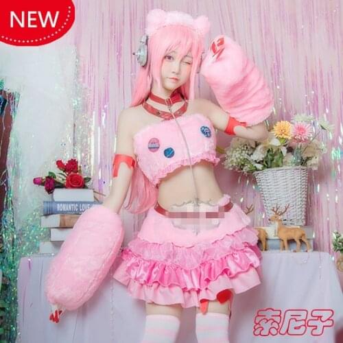 SUPERSONICO cosplay Super Sonico Violent bear cosplay costume crop top skirt cat girl Sonico