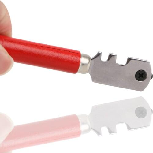 1Pcs 130mm Portable Glass Cutter Professional Glass Tile Cutter Wooden Handle Window Craft Diamond Tipped For Hand Tool