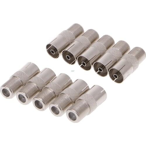10 Pcs F Type Female Jack To TV PAL Female Jack RF Coaxial Adapter Connector