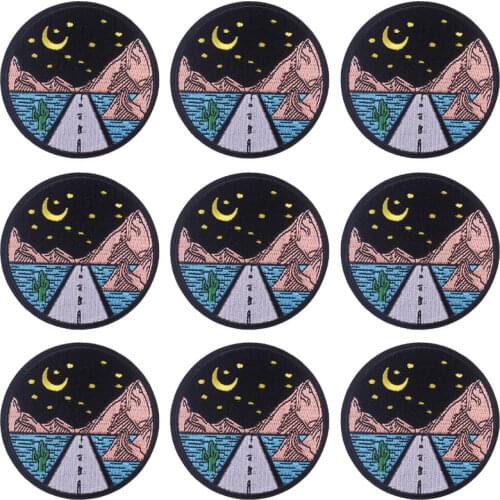 10Pcs/Set Outdoor Adventure DIY Embroidered Patches For Clothing Iron On Moon Embroidery Patch For Clothes Applique For Badges