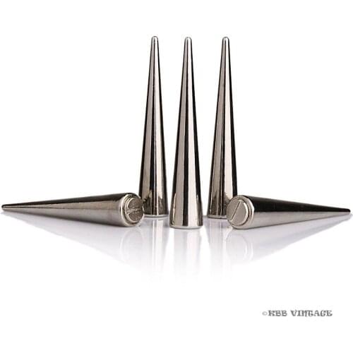 10pc Metal Punk Spikes Gothic Cone Stud Screwback Giant 2.2'' silver
