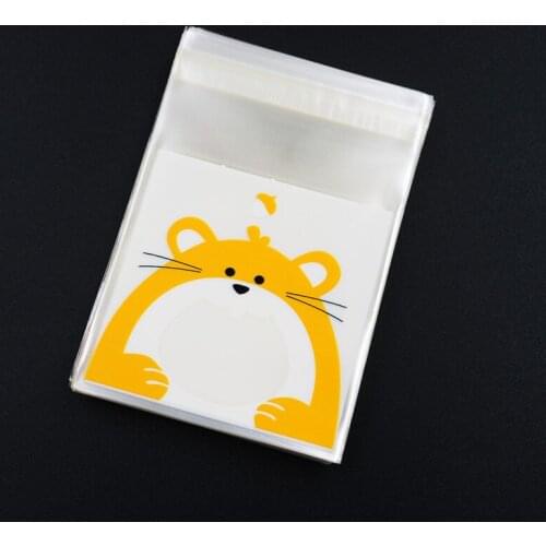 100Pcs 7cm Cute Cartoon Gifts Bags Christmas Cookie Packaging Self-adhesive Plastic Bags For Biscuits Candy Food Cake Package