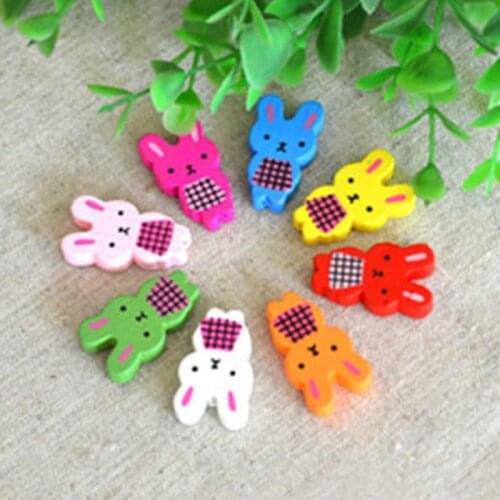 100pcs/lot Wholesale Mixed Wood Beads Little rabbit Wooden Beads For DIY jewelry Finding 17*29MM 018001028