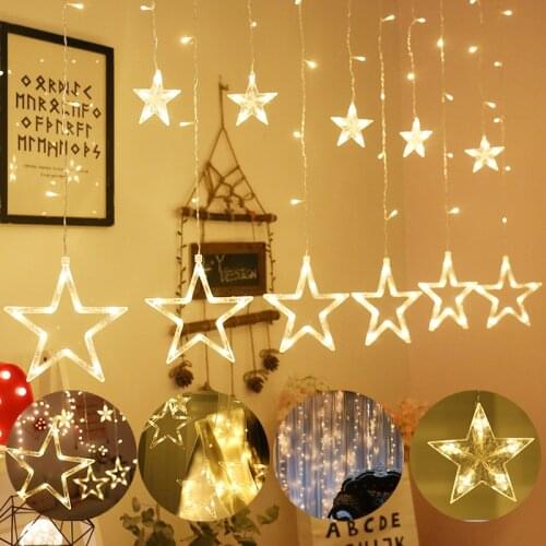 110V 220V LED Star Fairy Lamp Christmas Garlands String Curtain Lights Outdoor For Holiday Party Wedding New Years Decoration