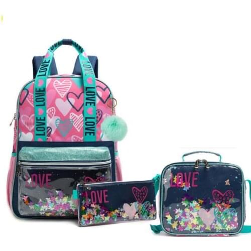 2021 Kids School backpack set with lunch bag For Girls School Bag School Mochilas School bag with lunch bag student book bag
