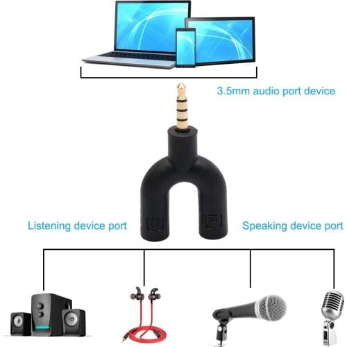 3.5mm U type Mic Audio Cable Splitter Adapter Converter( Random Color)