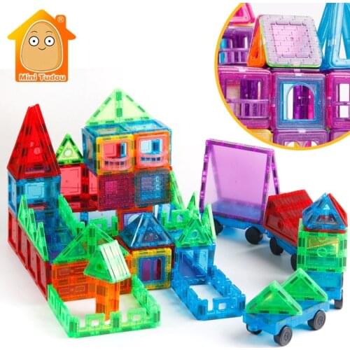 46-72PCS Transparente Magnetic Tiles Magnetic Constructor Technic Building Block Girls Toys Enlighten Toy For Children
