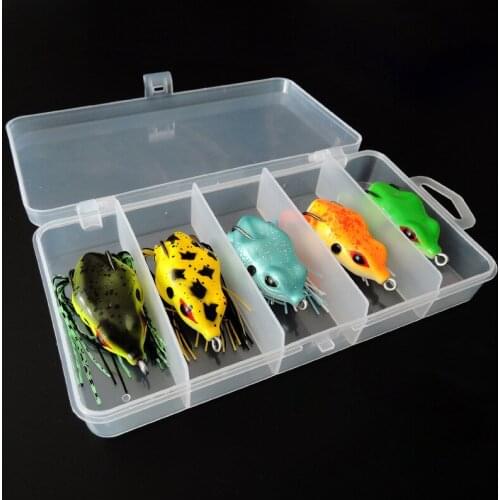 5 pcs Lure Bait Frog 55mm 10g for Freshwater Ray Fish Striped Bass Floating Double Hook Outdoor Fishing Accessories