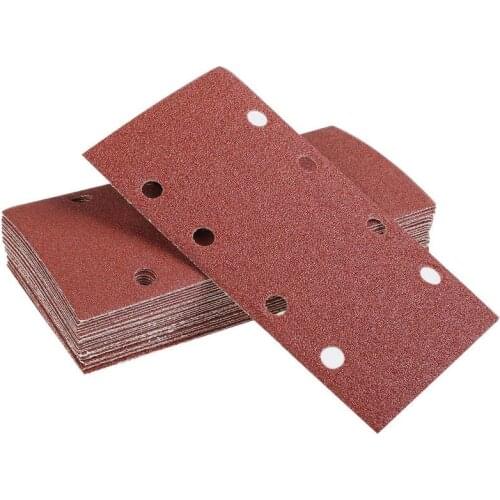 50pcs 190*93mm Square Sandpaper 1/3 Sheet Sanding Sander Sandpaper Pads Mixed Grit 40/60/80/100/120 8-hole Square Sandpaper