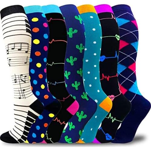 58 Styles New Compression Socks For Women Men Best For Athletic, Edema, Diabetic,Flight ,Shin Splints - Over Knee High Stockings