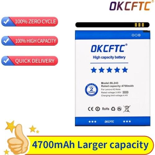4700mAh BL243 Battery For Lenovo Lemon K3 Note Battery K50-T5 A7000 A5500 A5600 A7600 Batteries