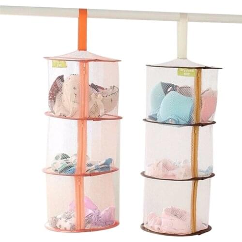 Household Drying Basket 3-Layer Windproof Hanging Air-Cure Wet Clothes Holder for Bra Underwear Panty Baby Dress Socks
