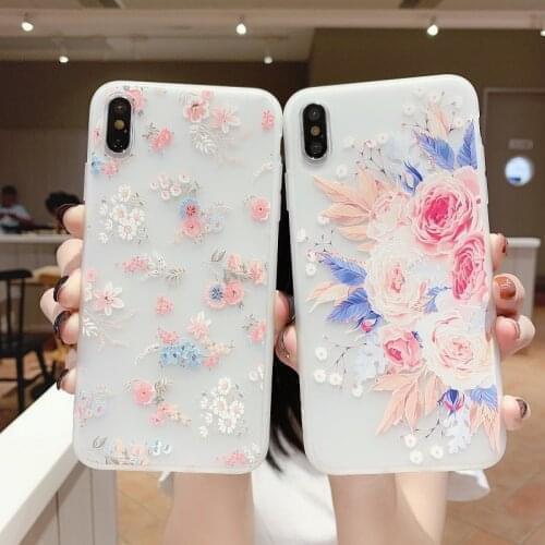 Case For Xiaomi Poco M2 F2 X2 Redmi 9C 9A 10X Note K30 K20 CC9e Mi 9T 9 CC9 A3 10 Lite Pro Max Soft Silicone Relief Flower Cover
