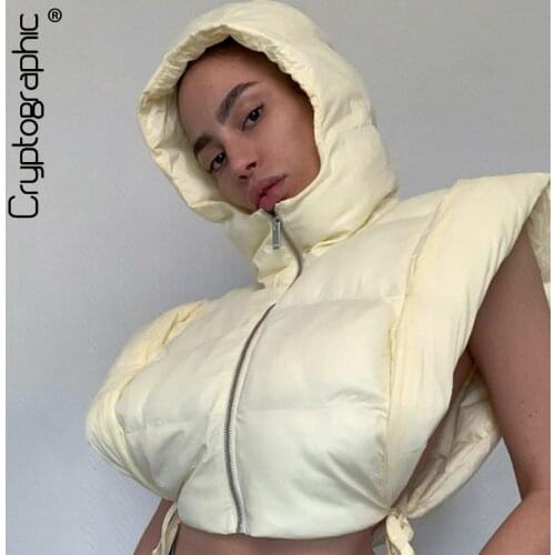 Cryptographic Autumn Winter Down Coats Puffer Jacket and Coats for Women Cardigan Bubble Cropped Outerwear Quilted Coats Hooded