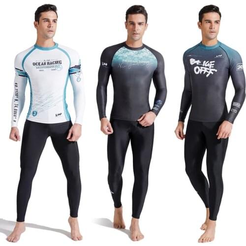 Mens Elastic Swimsuit UV Protection UPF50+ Quick-dry Wetsuit Long-sleeve Diving Swimming Snorkeling Anti-jellyfish Surfing Suit