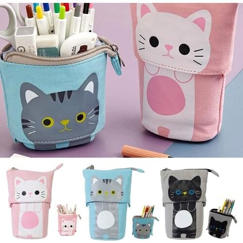 Flexible Big Cat Pencil Case Pouch School Supplies Stationery Case Storage Bag Pencil Fabric Pencilcase Pencil Container Bag