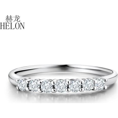 HELON Solid 14K White Gold AU585 VVS/FG Lab Grown Moissanite Diamond Engagement Ring For Women Birthday Anniversarry Best Gift