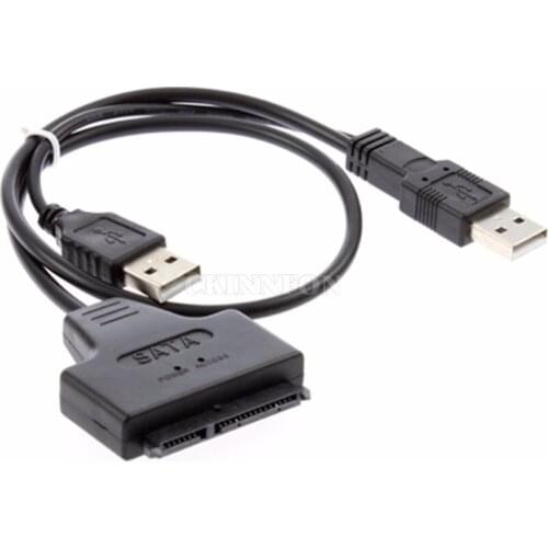 100Pcs/Lot Black Light Pin Adapter Cable USB 2.0 To SATA 7+15 Pin 22 for 2.5" HDD Hard Disk Drive with USB Power Cable