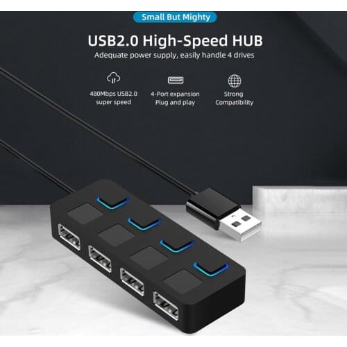 Hub USB 2.0 HUB Expander Adapter Multi USB Splitter 4Ports Expander Multiple USB Power Adapter Hub for Laptop PC Computer