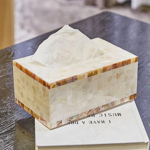 Natural Shell Tissue Box Living Room Modern Paper Boxes Bathroom Waterproof Tissues Organizer European Home Decoration Ornaments