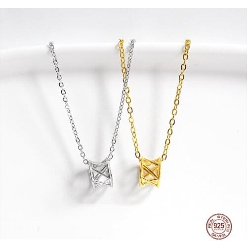 LKO Chic Minimalism Design 925 Sterling Silver Hollow Out Waist Pendants Clavicle Necklaces For Women Party Accessories