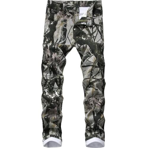 Mcikkny Mens Camouflage Jeans