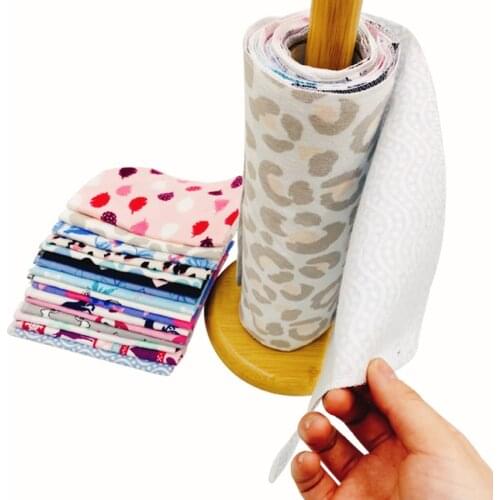 Reusable Unpaper Towels Kitchen Paper Replacement Cleaning Cotton Wipes Bamboo Fiber Kitchen Dish Towel Rolls