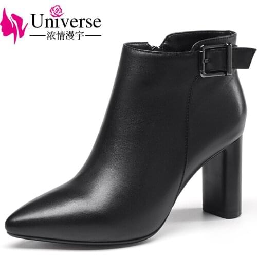 Universe fashion women ankle boots with buckle decoration pointed toe suede and leather upper ladies boots G242